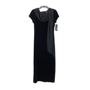 Connected Maxi Dress Size 8 Velvet/Velour Cap Sleeve Cowl Neck Chiffon Scarf New